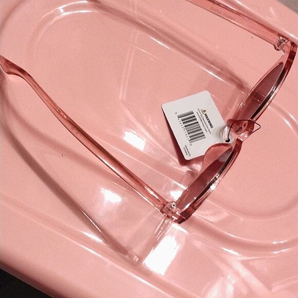 Boho Fairygoth Pink Clear Translucent Sunglasses Pink Lucite Frames Round Frams - Picture 5 of 6